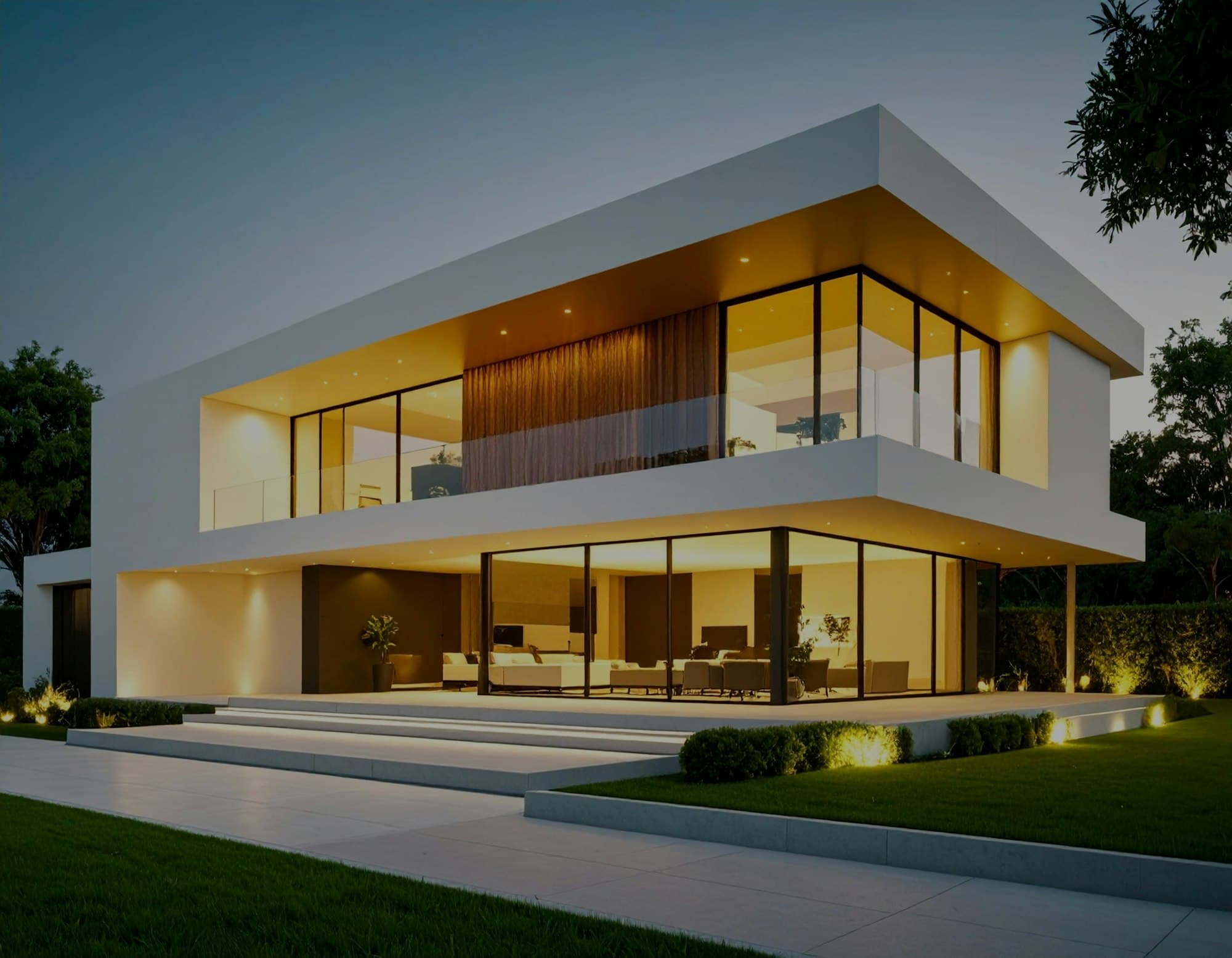 Modernes Einfamilienhaus am Abend